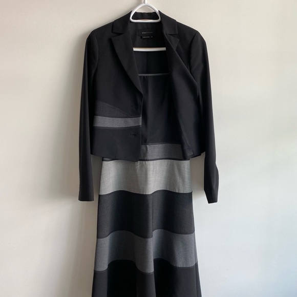 BCBG MAXAZRIA Black and Grey Blazer & Dress Set - Picture 4 of 9